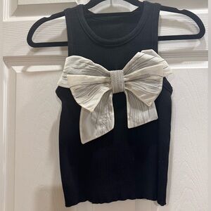 Black Tank Top with Cream Bow